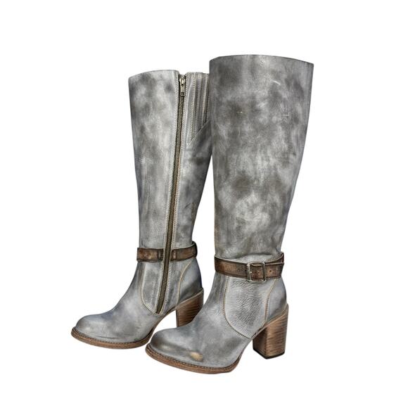 Freebird By Steven Holland Gray Smoke Leather Boots Size 8 - Picture 4 of 7